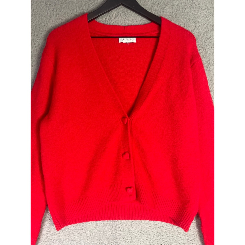 Red Cardigan Sweater Womens M Cupcakes and Cashmere V Neck Button Front - Picture 8 of 10